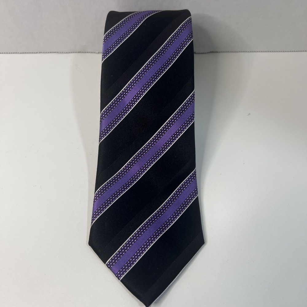 Sean John Black And Purple Striped Men's Necktie